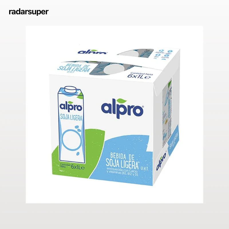 ALPRO Bebida de soja ligera enriquecida con calcio y vitaminas B2, B12 y D 6 x 1 l.