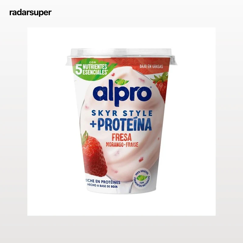 ALPRO Especialidad de soja estilo islandés, con alto contenido en proteínas y sabor fresa 400 g.