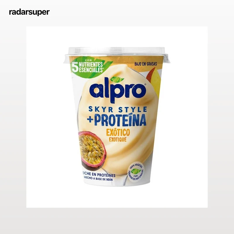 ALPRO Especialidad de soja estilo islandés, con alto contenido en proteínas y sabor mango y maracuya 400 g.