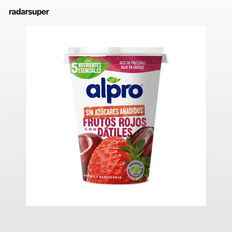 ALPRO Especialidad de soja fermentada con frutos rojos, dátiles y sin azúcares añadidos 400g.