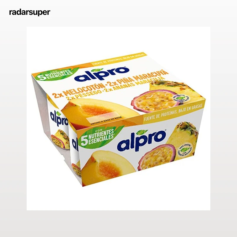 ALPRO Especialidad de soja fermentada con melocotón (2) o piña-fruta de la pasión (2)  4 x 125 g.