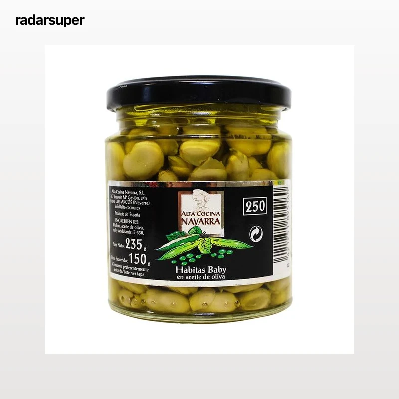 ALTA COCINA Habitas baby en aceite de oliva frasco de 135 g.