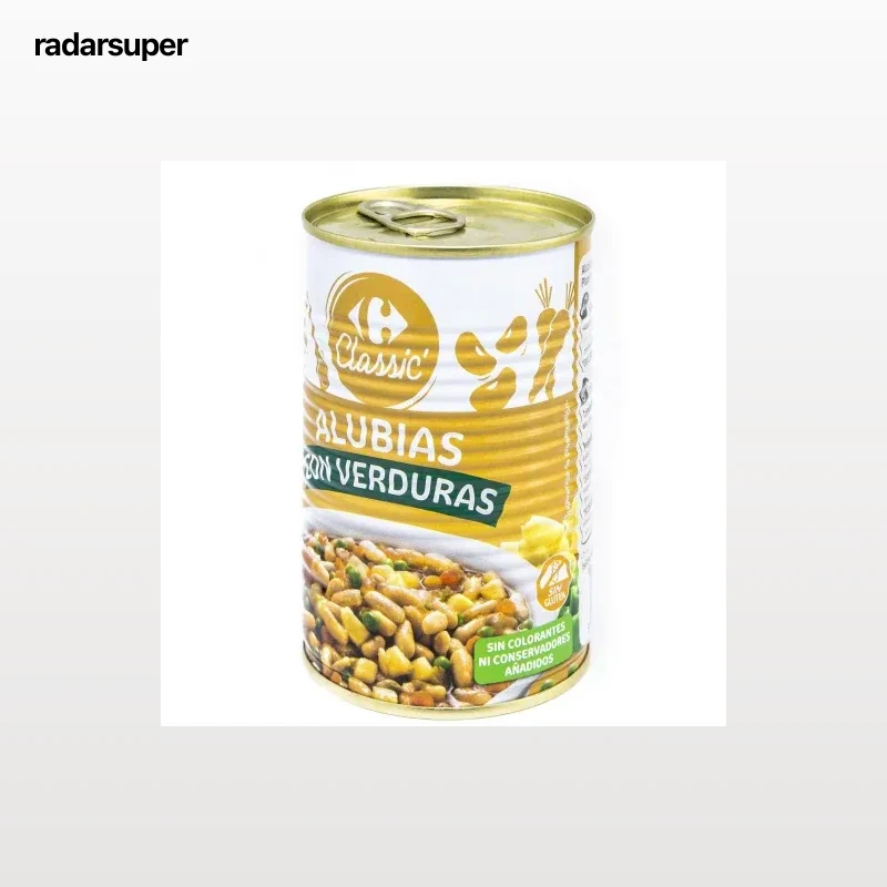 Alubias con verduras Classic Carrefour sin gluten 430 g.