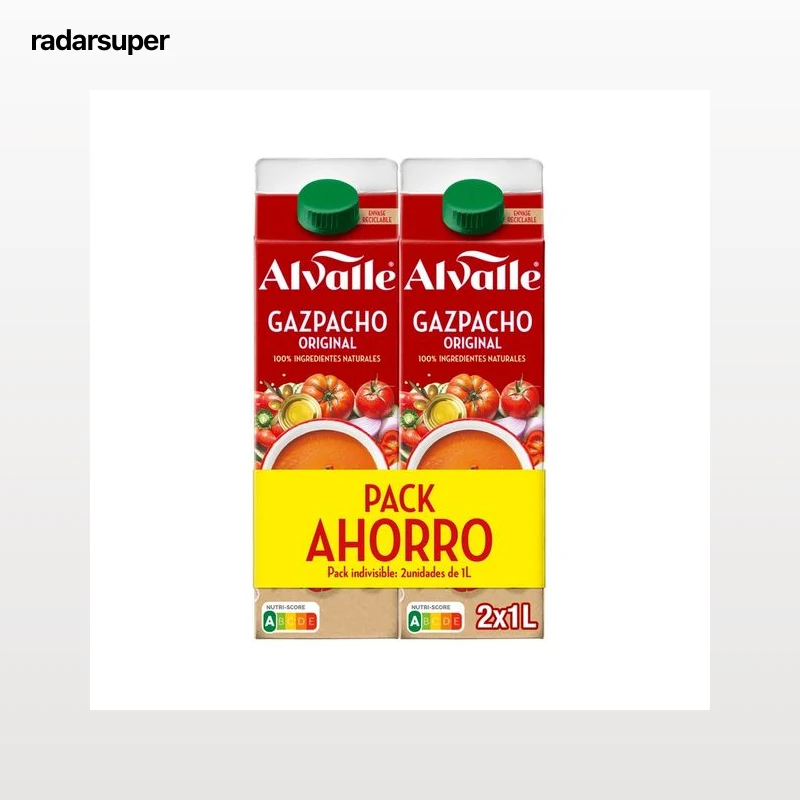 ALVALLE Gazpacho receta original, elaborado con ingredientes 100% naturales 2 x 1 l.