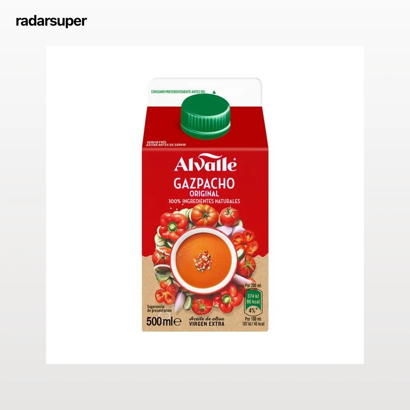 ALVALLE Gazpacho receta original elaborado con ingredientes 100% naturales ALVALLE 500 ml.