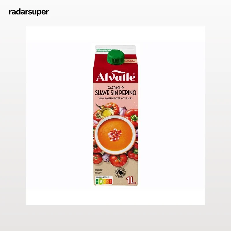 ALVALLE Gazpacho suave sin pepino elaborado con ingredientes 100% naturales ALVALLE 1 l.