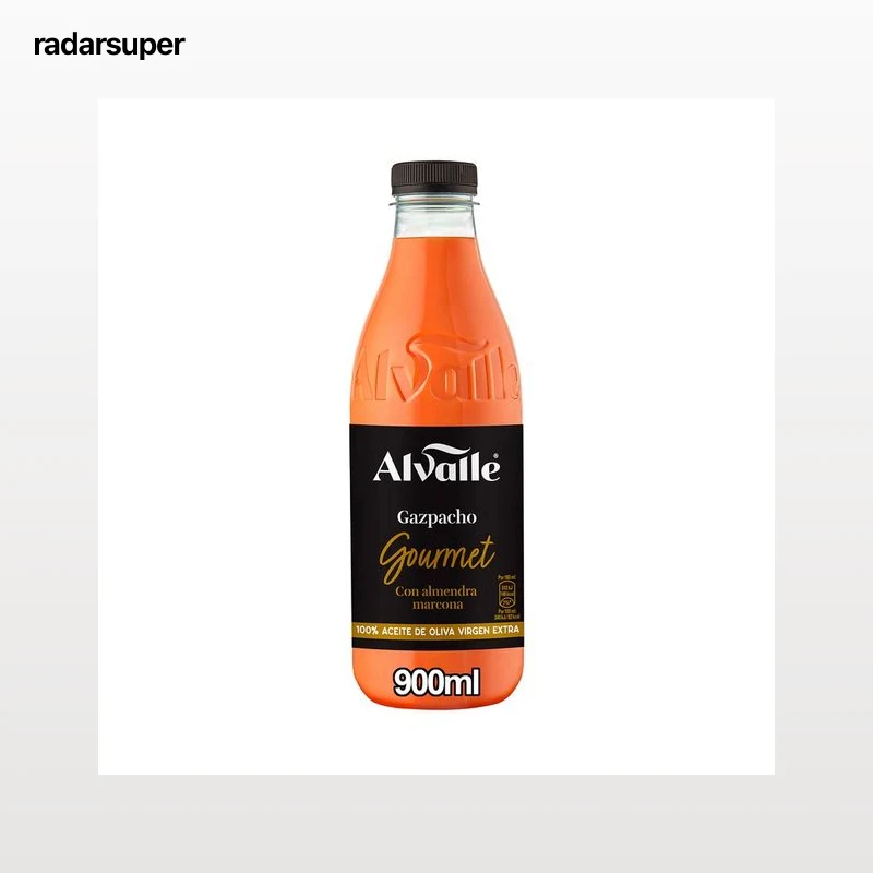 ALVALLE Gourmet Gazpacho con almendras marcona, elaborado con ingredientes 100% naturales 900 ml.
