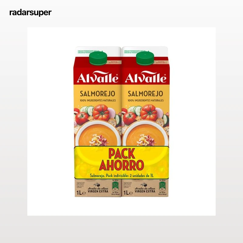 ALVALLE Salmorejo tradicional elaborado con ingredientes 100% naturales ALVALLE 2 x 1 l.