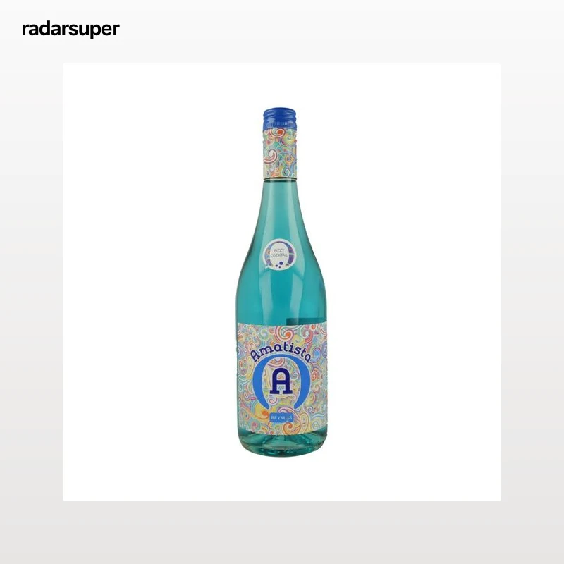 AMATISTA Blue fizzy Cocktel aromatizado de color azul y baja graduación botella de 75 cl.