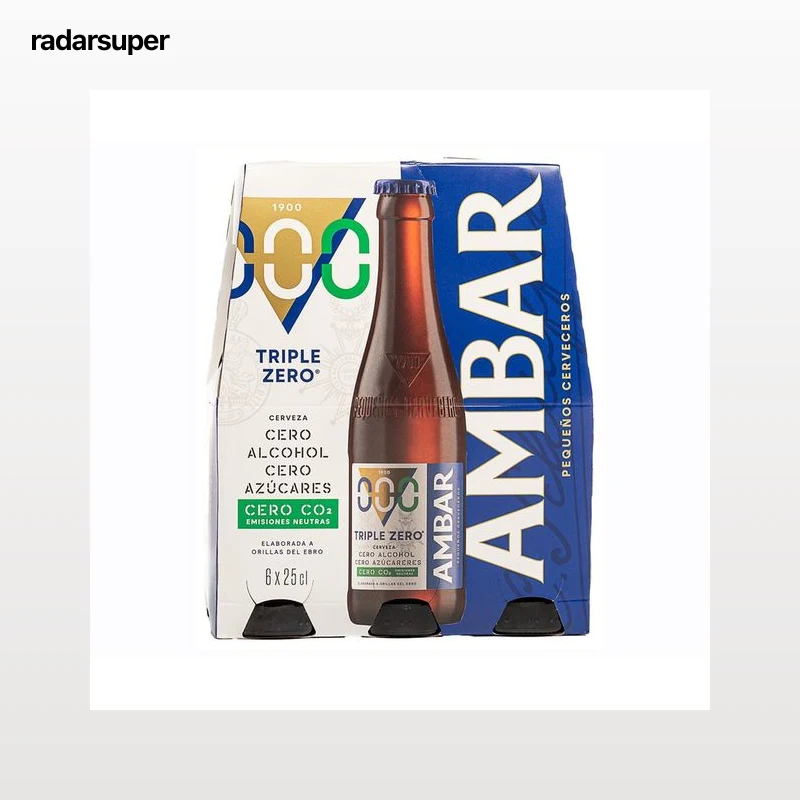 AMBAR Cerveza sin alcohol triple zero (0.0%) pack 6 uds. x 25 cl.