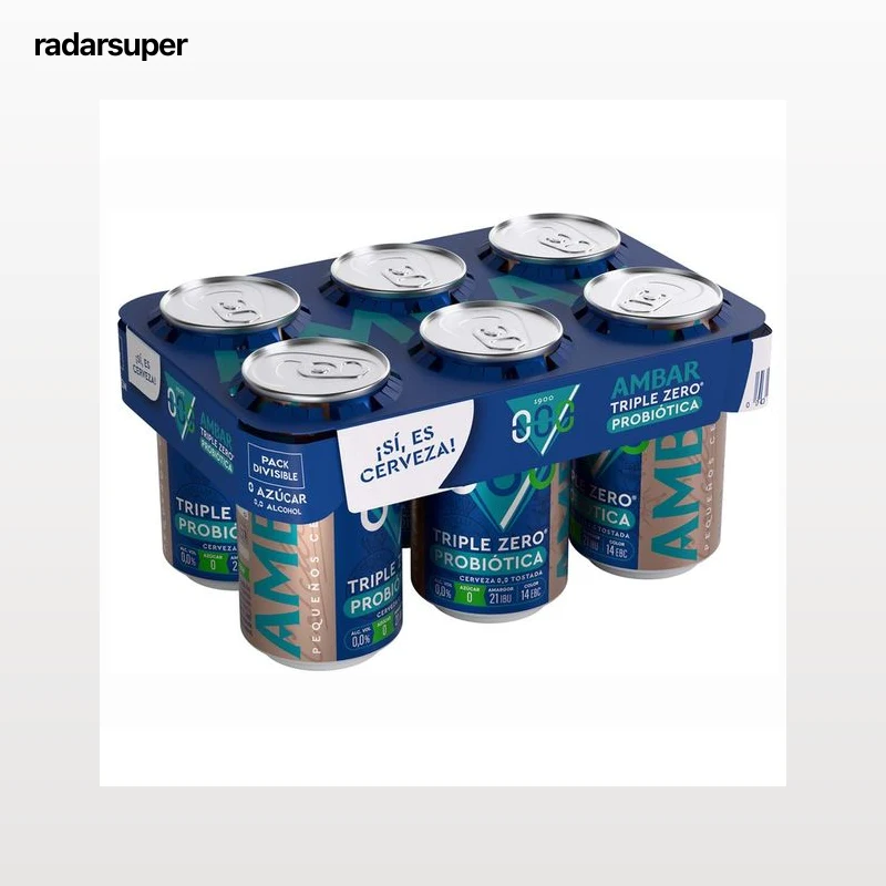 AMBAR Cerveza tostada triple zero pack 6 latas x 33 cl.