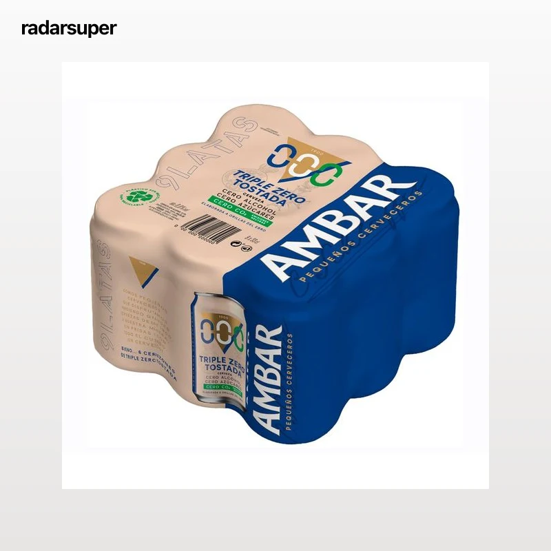 AMBAR Cerveza triple zero tostada pack 9 latas 33 cl.