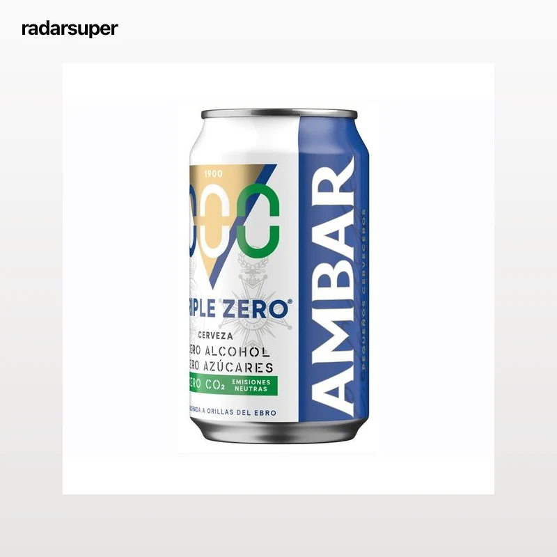 AMBAR Cervezas sin alcohol triple zero (0,0% Vol.) lata de 33 cl.