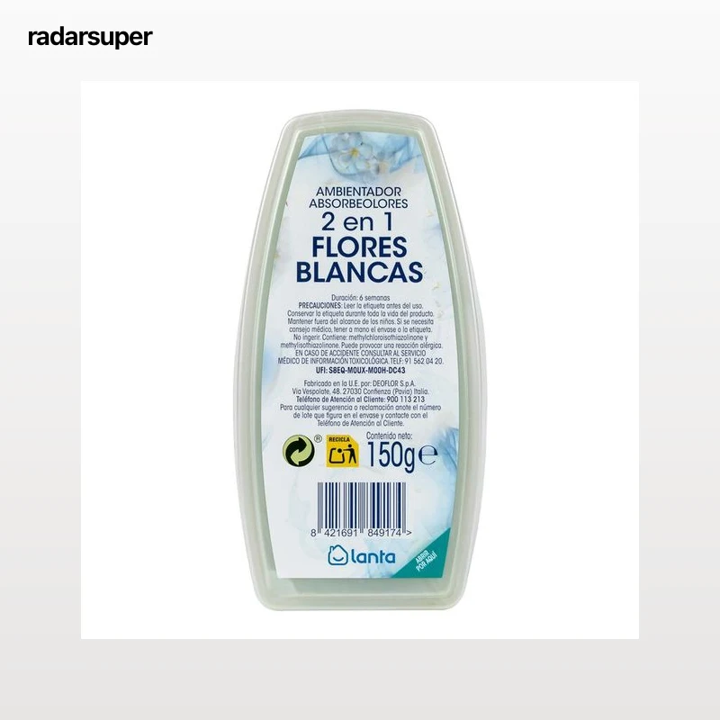 Ambientador absorbeolores Lanta 150g Flores blancas