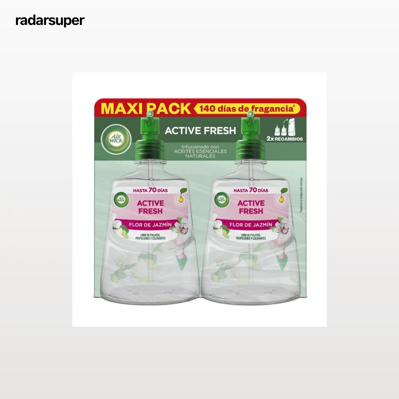 Ambientador automático Active Fresh Flor de Jazmín recambio Air Wick 2 ud.