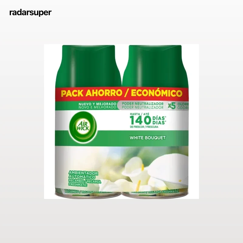 Ambientador automático Freshmatic fragancia white bouquet recambio Air Wick 2 ud.