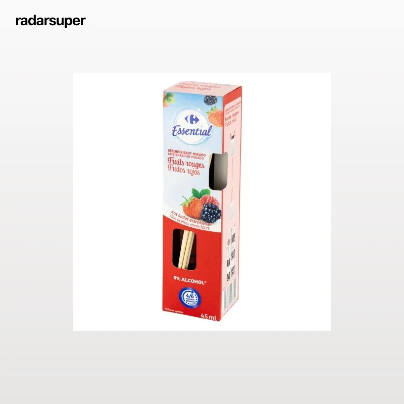 Ambientador de varillas frutos rojos Essential Carrefour 45 ml.