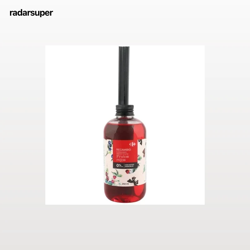 Ambientador de varillas frutos rojos recambio Carrefour 250 ml.