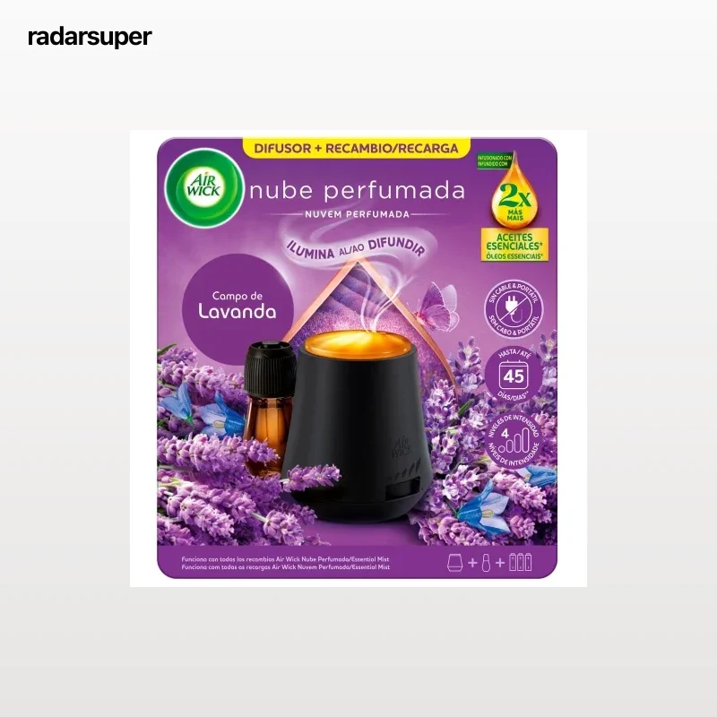 Ambientador difusor aroma lavanda relajante Essential Mist aparato y recambio Air Wick 1 ud.