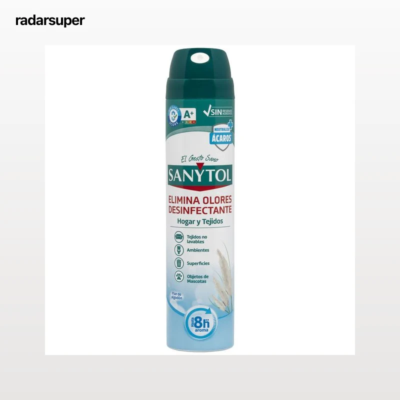 Ambientador spray desinfectante Sanytol 300ml hogar y tejidos flor de algodón