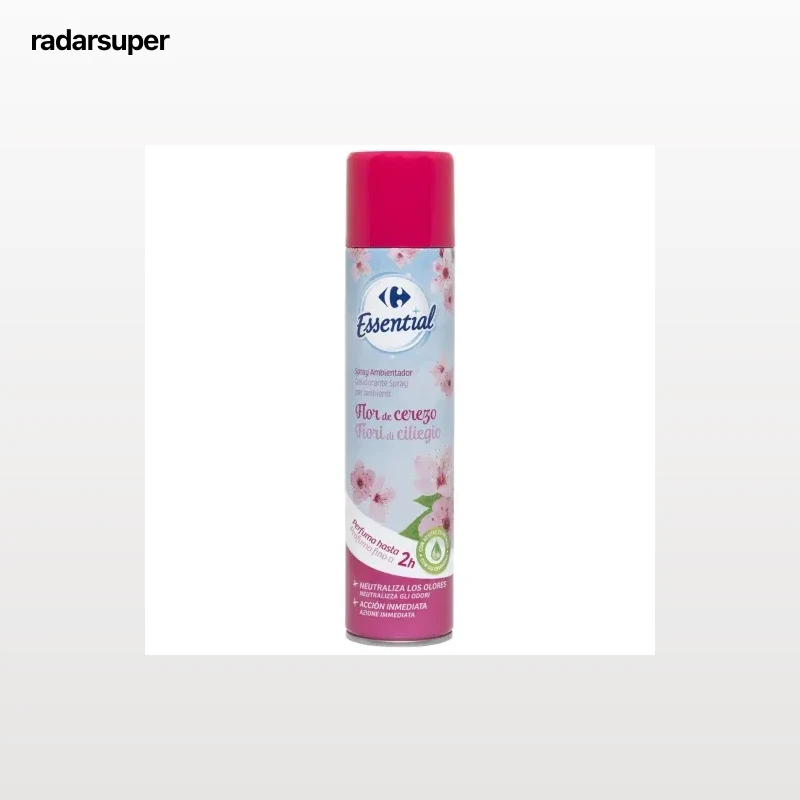 Ambientador spray flor de cerezo Essential Carrefour 300 ml.