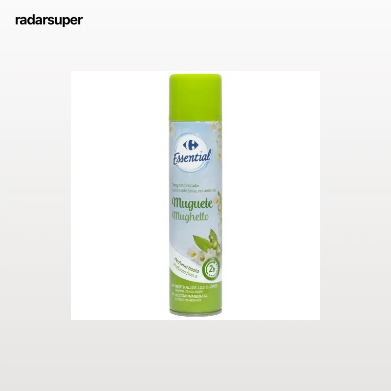 Ambientador spray muguete Essential Carrefour 300 ml.