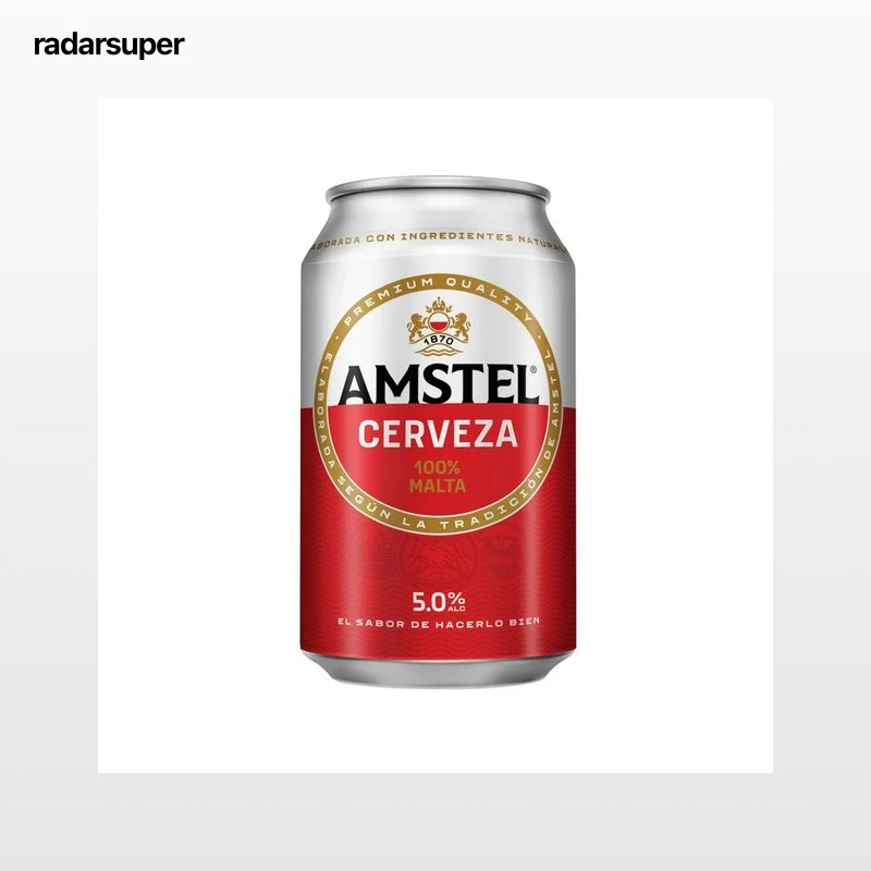 AMSTEL 100 % MALTA Cerveza lata de 33 cl.