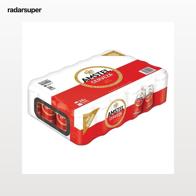 AMSTEL 100 % MALTA Cervezas rubias pack 24 latas x 33 cl.