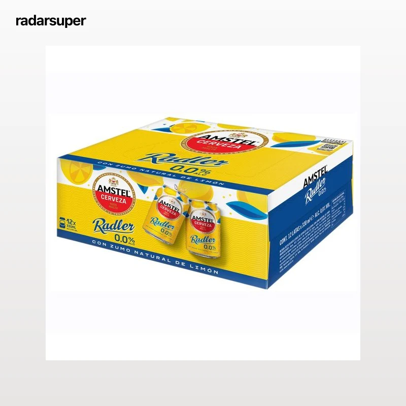 AMSTEL RADLER Cervezas con zumo natural de limón y 0,0 % alcohol pack 12 uds. x 33 cl.