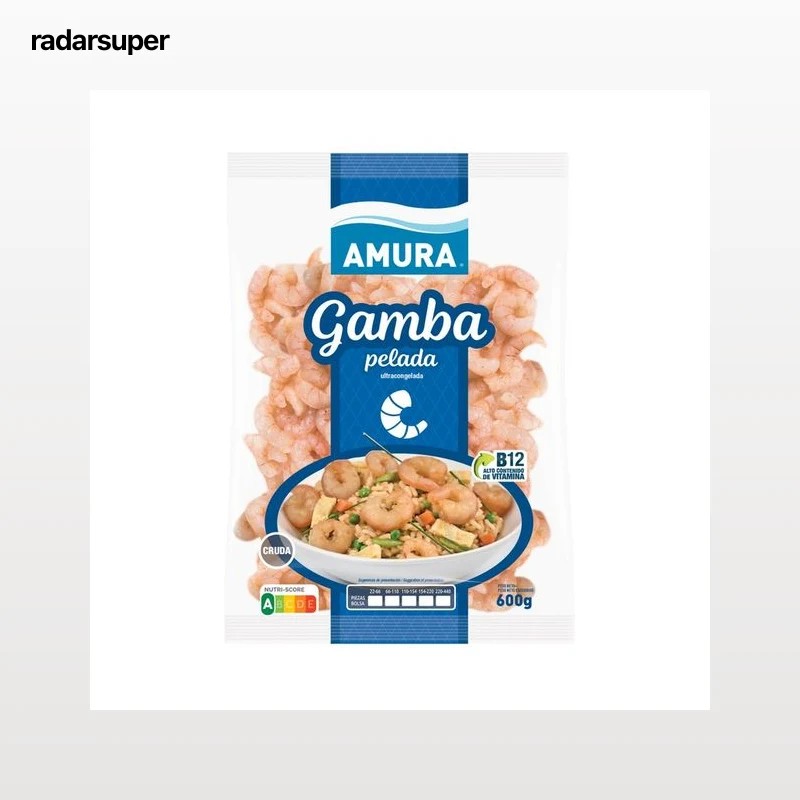 AMURA Gamba pelada cruda, ultracongelada P.N.E 600 g.