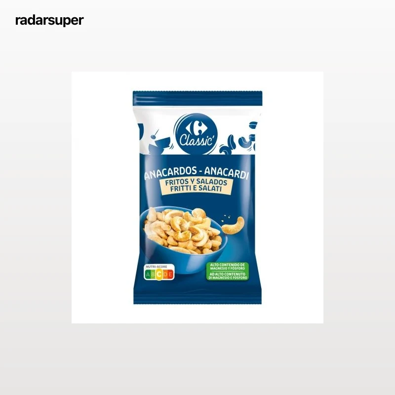 Anacardos fritos y salados Classic Carrefour 200 g.