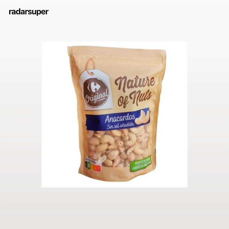 Anacardos tostados Original Carrefour sin sal añadida doy pack 200 g.
