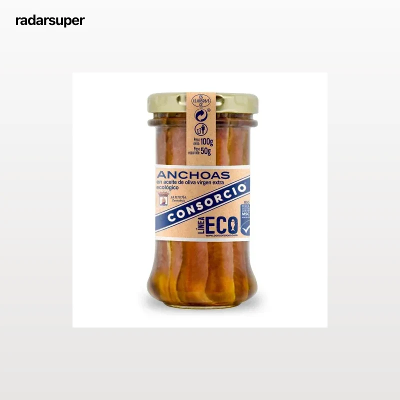 Anchoa en aceite de oliva virgen extra ecológica Consorcio 50 g.