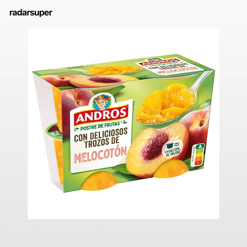 ANDROS Postre vegetal con tozos de melocotón 4 x 100 g.