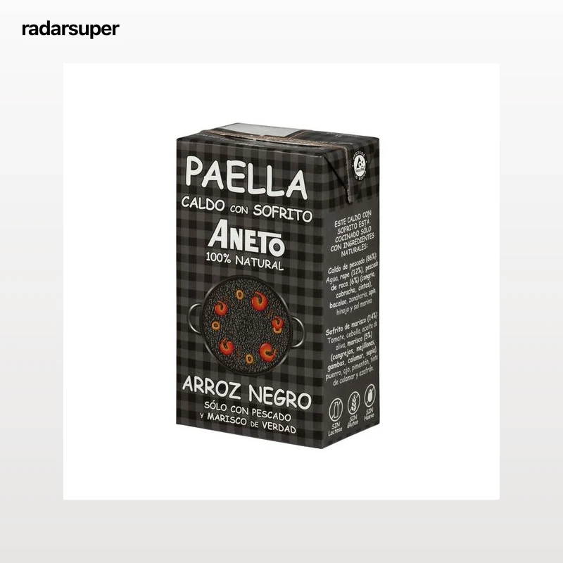 ANETO Caldo de arroz negro 100% natural con sofrito brik de 1 l.