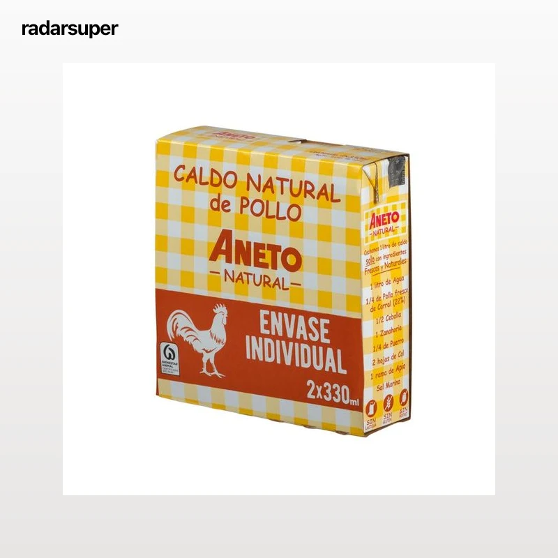 ANETO Caldo de pollo natural ANETO 2 x 330 ml.