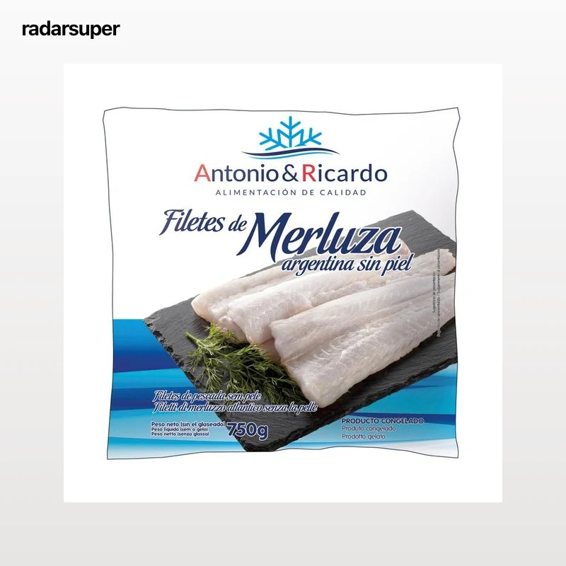 ANTONIO Y RICARDO Filetes congelados de Merluza argentina sin piel 750 g.