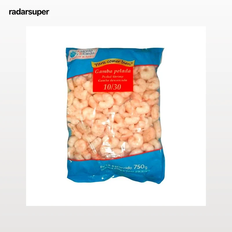 ANTONIO Y RICARDO Gambas peladas, bolsa de 10/30 piezas ANTONIO Y RICARDO 750 g (P.N.E).