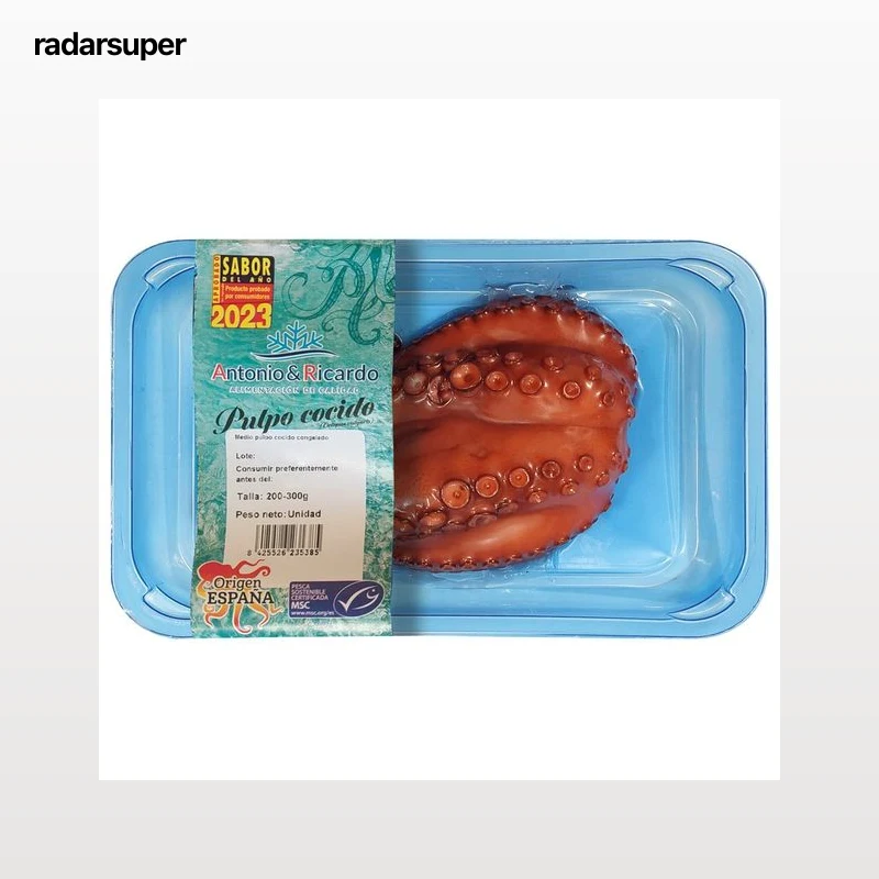ANTONIO Y RICARDO Medio pulpo cocido y congelado procedente de pesca sostenible certificada (MSC) 200 - 300 g.