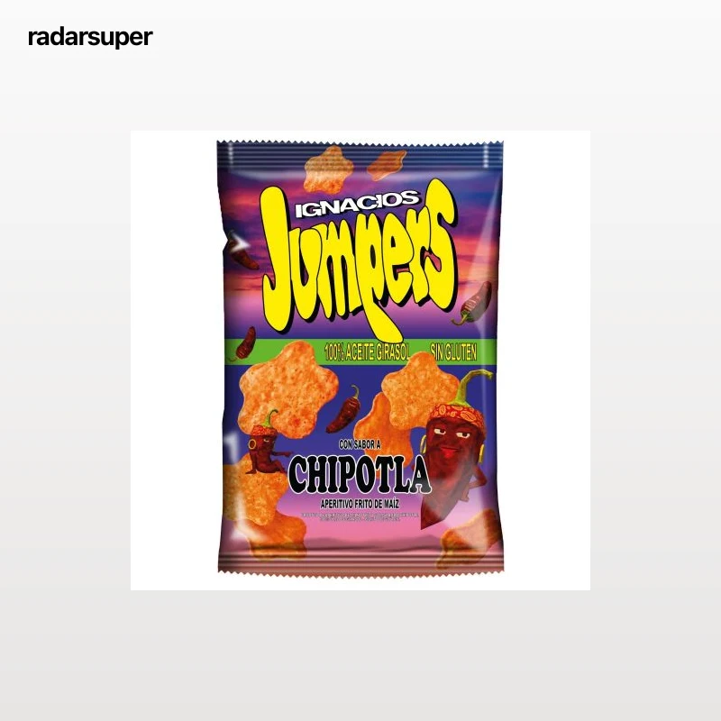 Aperitivo de maíz frito sabor chipotla Jumpers sin gluten 120 g.