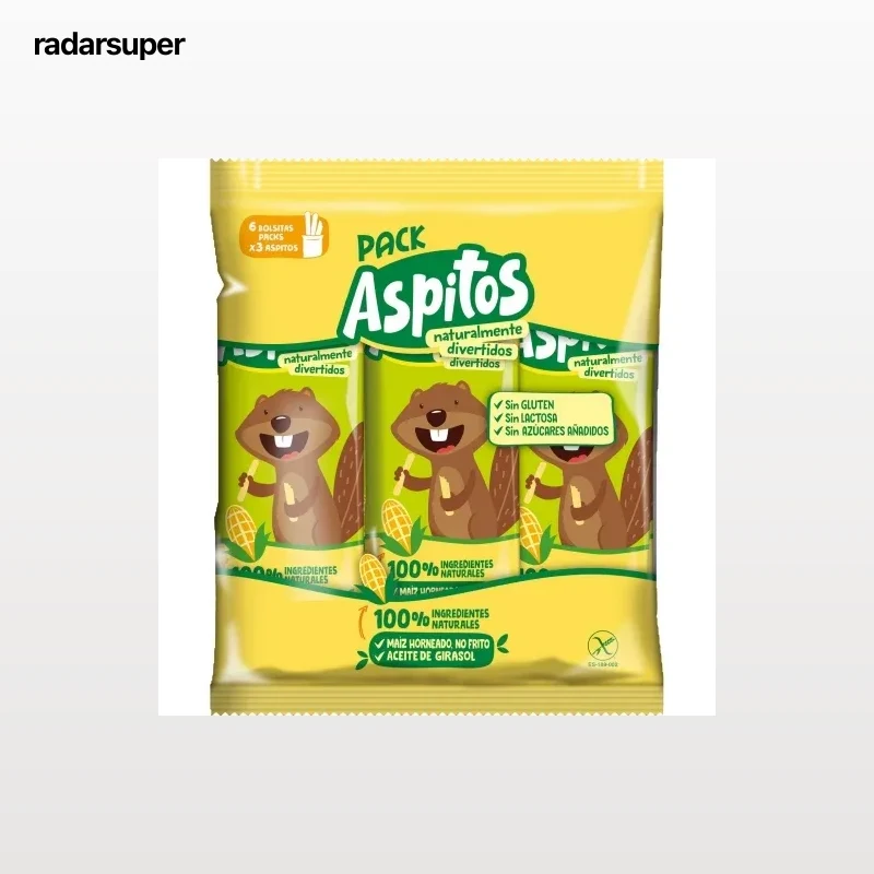 Aperitivo de maíz horneado Aspitos sin gluten y sin lactosa pack de 6 unidades de 6 g.