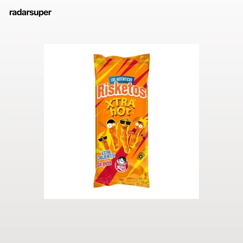 Aperitivo de maíz sabor queso picante Xtra hot Risi sin gluten 120 g.