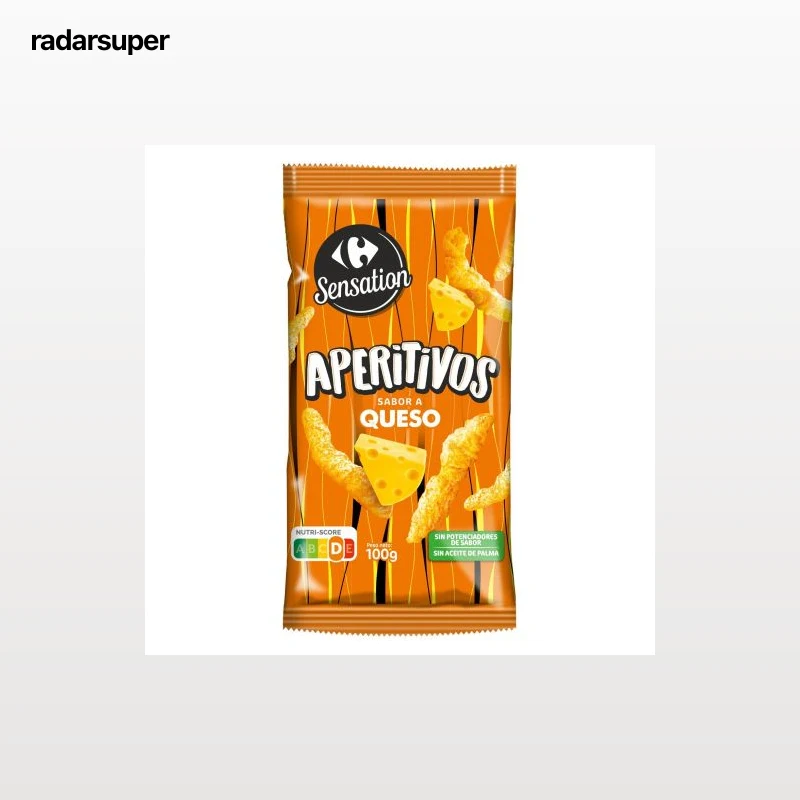 Aperitivo de maíz sabor queso Sensation Carrefour 100 g.