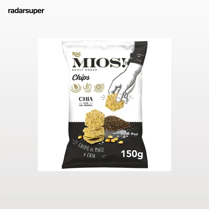 Aperitivo de maíz y chía con sal marina Risi Mios! sin gluten 150 g.