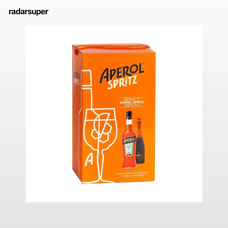 APEROL Estuche con botella de Aperol (70 cl) y botella de Prosecco-Spritz Cinzano (70 cl).