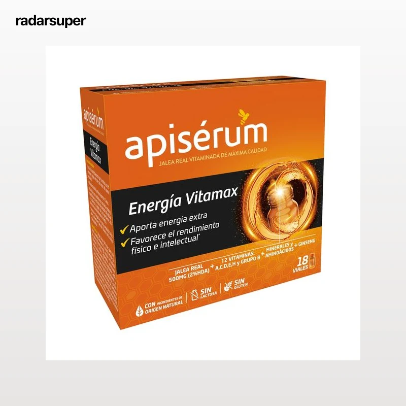 APISÉRUM Complemento alimenticio con jalea real vitaminada en cómodos viales APISÉRUM Energía vitamax 18 uds.
