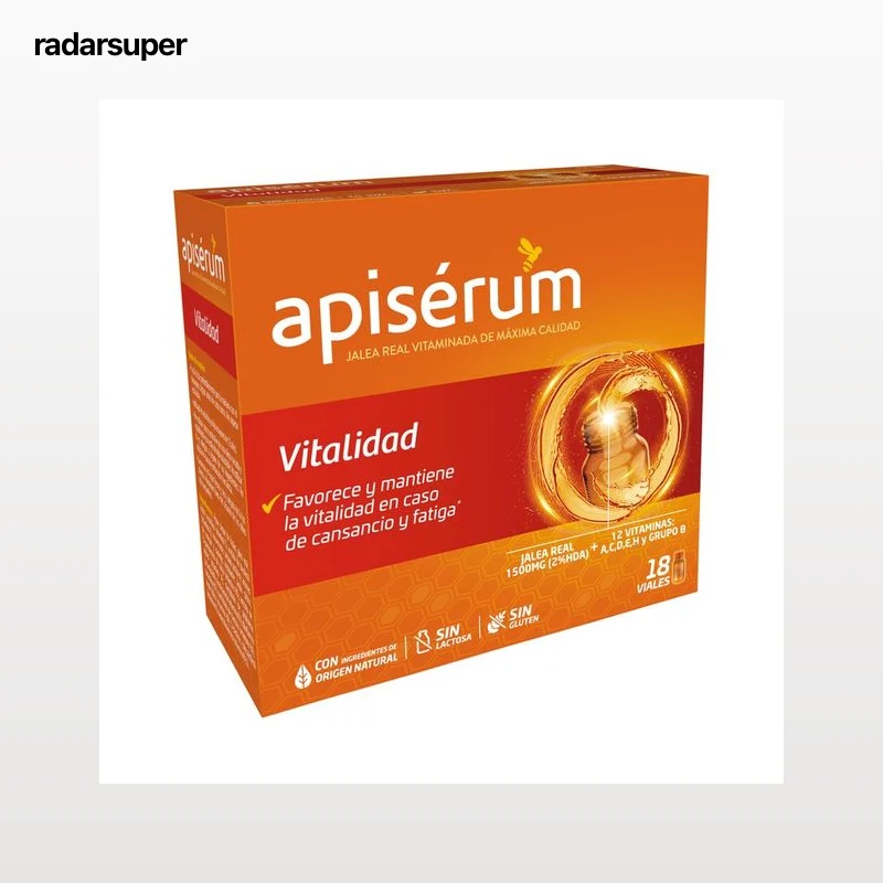 APISÉRUM Complemento alimenticio con jalea real vitaminada en cómodos viales APISÉRUM Vitalidad 18 uds.