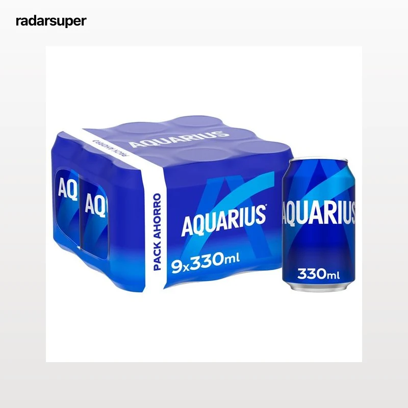 AQUARIUS Bebida isotónica con sabor a limón lata 330 ml pack de 9 latas