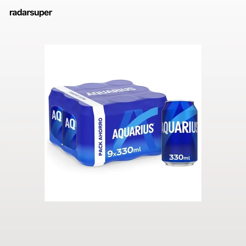 Aquarius bebida isotónica sabor limón pack de 9 latas de 33 cl.