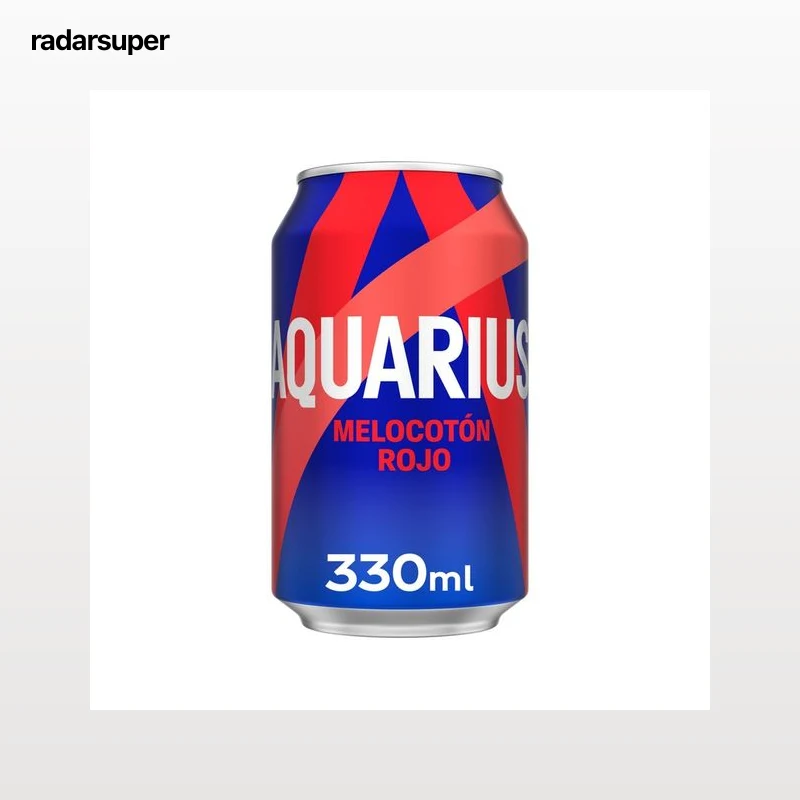 AQUARIUS Bebida de sabor a melocotón rojo lata 330 ml.